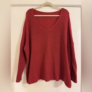 Amazon Women's V-Neck Sweater in Rich Red